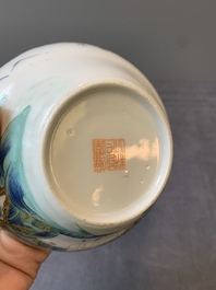 Two Chinese famille rose 'peach' and 'landscape' bowls, Tongzhi and Guangxu marks and of the period