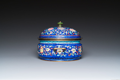 A Chinese Canton enamel three-piece warming bowl or tureen, Qianlong