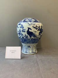 A Chinese blue and white 'birds among flowering branches' vase, Wanli