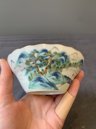 Two Chinese famille rose 'peach' and 'landscape' bowls, Tongzhi and Guangxu marks and of the period