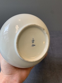 A Chinese white-glazed bottle vase, Gu Jin 古今 mark, 19th C.