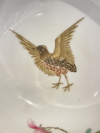 A Chinese famille rose 'quails' bowl, Yongzheng mark, 20th C.