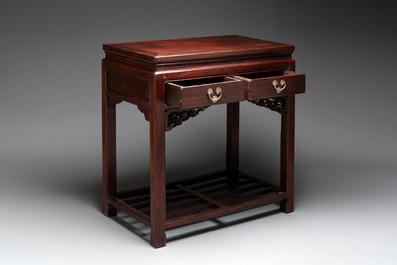 A Chinese hardwood side table with drawers, Republic