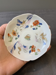 A Chinese polychrome-decorated cup and saucer with ducks and flowers, Yongzheng