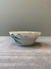 Two Chinese famille rose 'peach' and 'landscape' bowls, Tongzhi and Guangxu marks and of the period