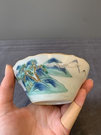 Two Chinese famille rose 'peach' and 'landscape' bowls, Tongzhi and Guangxu marks and of the period