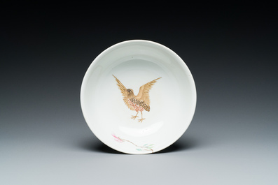 A Chinese famille rose 'quails' bowl, Yongzheng mark, 20th C.