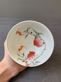 Two Chinese famille rose 'peach' and 'landscape' bowls, Tongzhi and Guangxu marks and of the period