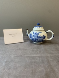 A Chinese blue and white 'antiquities' teapot, Jiajing mark, Kangxi