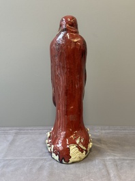 A Chinese Shiwan flamb&eacute;-glazed figure of a Luohan, Deng 邓 seal mark, dated 1927