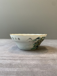Two Chinese famille rose 'peach' and 'landscape' bowls, Tongzhi and Guangxu marks and of the period