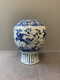 A Chinese blue and white 'birds among flowering branches' vase, Wanli