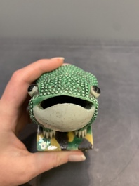 A pair of Chinese sancai-glazed toads, Kangxi
