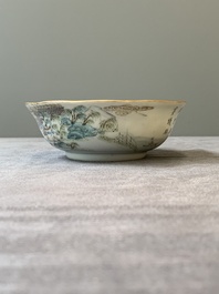 A pair of Chinese famille rose 'landscape' bowls, Daoguang mark and of the period