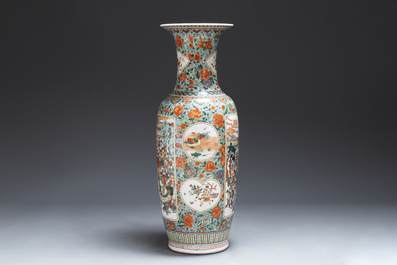 A large Chinese famille verte '100 boys' vase, 19th C.