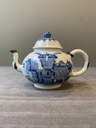 A Chinese blue and white 'antiquities' teapot, Jiajing mark, Kangxi