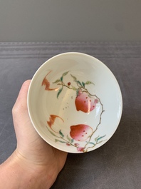 Two Chinese famille rose 'peach' and 'landscape' bowls, Tongzhi and Guangxu marks and of the period