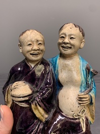 A Chinese Fahua group of Hehe Erxian, 17/18th C.