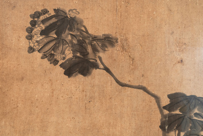 Yang Han 楊翰 (1812-1879): Four geese below a hibiscus tree, ink and colour on paper, dated 1861