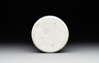 A fine Chinese blue and white sleeve vase with narrative design, Transitional period