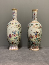 A pair of Chinese famille rose 'boys' vases, Qianlong mark, Republic