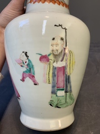 A Chinese famille rose 'Sanxing' vase, Yongzheng/Qianlong
