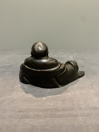 A Chinese bronze Budai, 17th C.