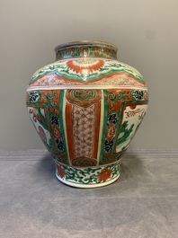 A Chinese wucai 'mythical creatures' vase, Transitional period