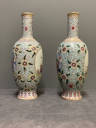 A pair of Chinese famille rose 'boys' vases, Qianlong mark, Republic