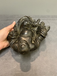 A Chinese bronze Budai, 17th C.