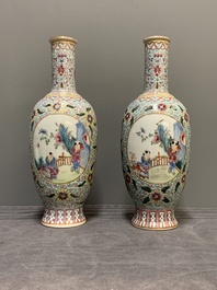 A pair of Chinese famille rose 'boys' vases, Qianlong mark, Republic