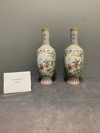 A pair of Chinese famille rose 'boys' vases, Qianlong mark, Republic
