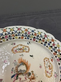 A Chinese export famille rose reticulated oval dish, inscribed Non Majestate Securus, ca. 1800