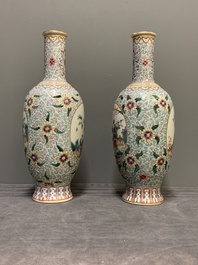 A pair of Chinese famille rose 'boys' vases, Qianlong mark, Republic