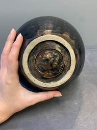 A Chinese russet-decorated black-glazed bottle, 'duluping', Northern Song/Jin