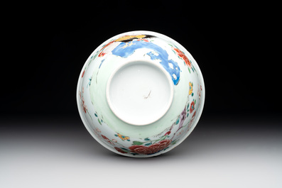 A Chinese famille rose 'rooster' plate and a bowl, Yongzheng