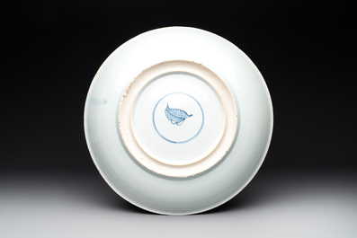 A Chinese famille verte 'flower basket' dish, artemisia leaf mark, Kangxi