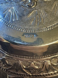 A repouss&eacute; silver bowl depicting priests and Egyptian gods, Alexandria, 1919-1920