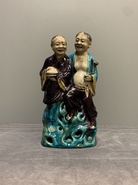 A Chinese Fahua group of Hehe Erxian, 17/18th C.