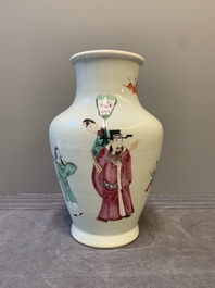 A Chinese famille rose 'Sanxing' vase, Yongzheng/Qianlong