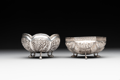 Eight silverwares, primarily South- and Southeast Asia, 19/20th C.