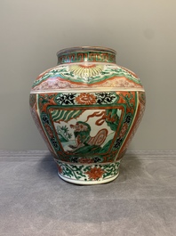 A Chinese wucai 'mythical creatures' vase, Transitional period