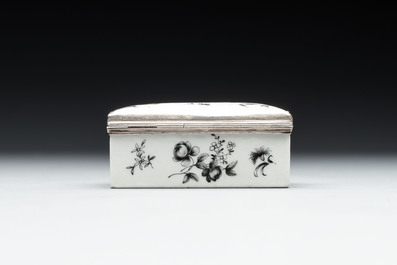 A Chinese export monogrammed grisaille snuff box, 18/19th C.
