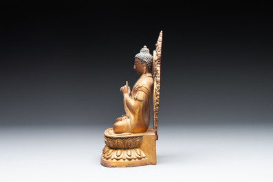 A fine Chinese gilt bronze Buddha, Qianlong mark and of the period