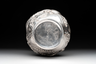 A Japanese silver 'dragon' vase, signed Mitsuhisa, Meiji, 19th C.
