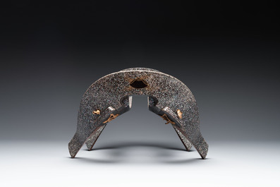 A Japanese aogai-nashiji 'kura' saddle, Edo, dated 1668
