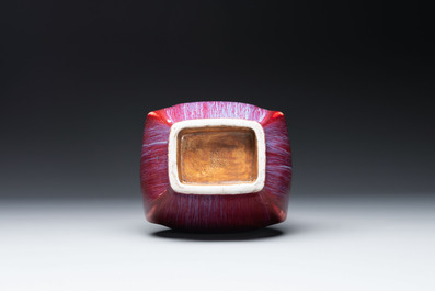 A Chinese flamb&eacute;-glazed 'hu' vase, Qianlong mark, 19/20th C.