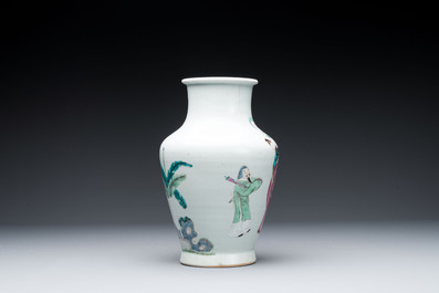 A Chinese famille rose 'Sanxing' vase, Yongzheng/Qianlong