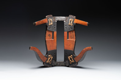 A Japanese aogai-nashiji 'kura' saddle, Edo, dated 1668