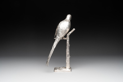 A silver parrot-shaped table piece, Gebr&uuml;der Neumann, Hanau, first half 20th C.